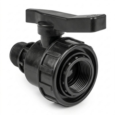  - Large Black Plastic Ball Valve 2" Bspm F X1