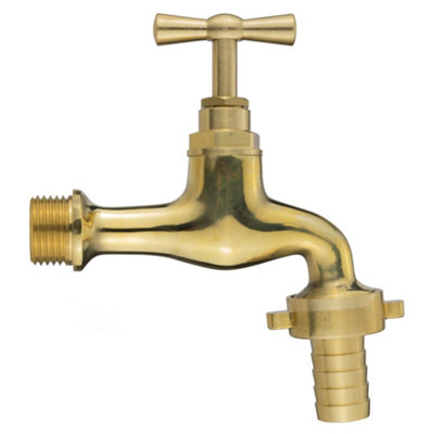 1/2" Bspm Polished Brass Garden Tap With 13mm Barbed Hose OutletBrass Outdoor Tap from B&Q