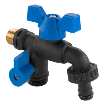 1/2" Bsp Male Garden Bib Tap With Double Outlet And Quick ConnectReinforced Polypropylene from B&Q