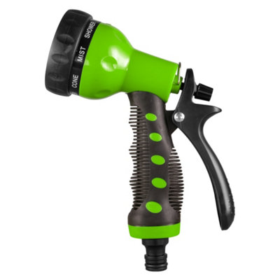 - Hose Spray Gun With 8 Pattern Adjustable Nozzle Quick Connect Adaptor Green