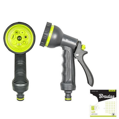  - Multi Function Hose Gun Water Sprayer  7 Pattern Adjustable Nozzle Lime With Quick Connect Adaptor