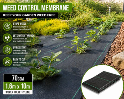 70Gsm Woven Weed Control Membrane 1.6M X 10M  Uv Resistant Water Permeable from B&Q