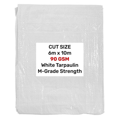 M Grade White Tarpaulin 6M X 10M 90Gsm With Aluminium Eyelets from B&Q