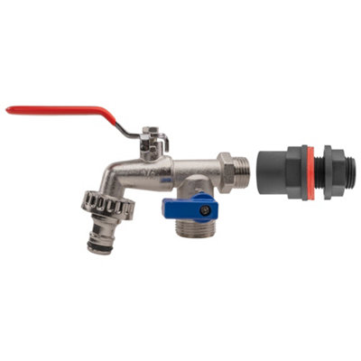 1/2 Inch Bsp Connector And Nickel Plated Double Garden Tap  Dual Outlet Kit from B&Q