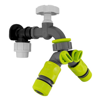 20mm Mdpe Wall Flange Set Including Pp Bib Tap Two Way Tap Splitter And Hose Connectors from B&Q