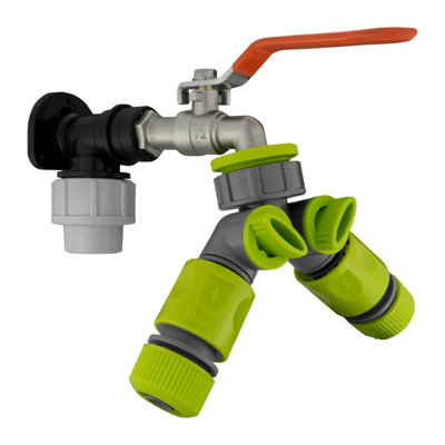 20mm Bsp Zinc Lever Tap Dual Outlet Splitter And Click Lock Connectors from B&Q