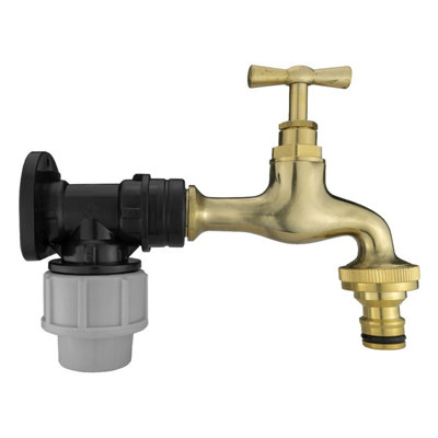 20mm Mdpe Wall Flange Set With Polished Brass Garden Bib Tap And Snap-On Adaptor Wf20Kit046 from B&Q