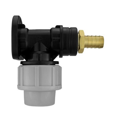 Mdpe Wall Flange 20mm Bsp Connection And 13mm Brass Barb Joiner from B&Q