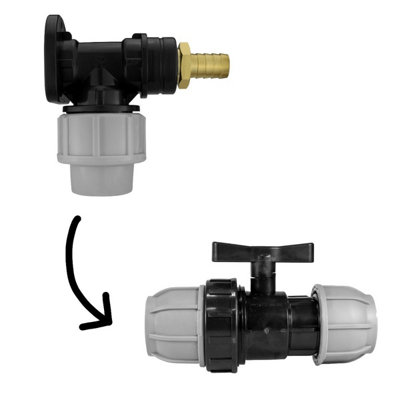 20mm Mdpe Wall Flange Kit 1/2 Inch Bsp Valve 13mm Hose Barb Brass Connector Set from B&Q