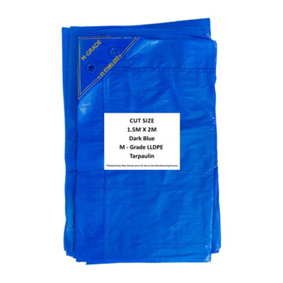 Blue M Grade Lldpe Tarpaulin 1.5M X 2M  100Gsm Reinforced With Eyelets from B&Q