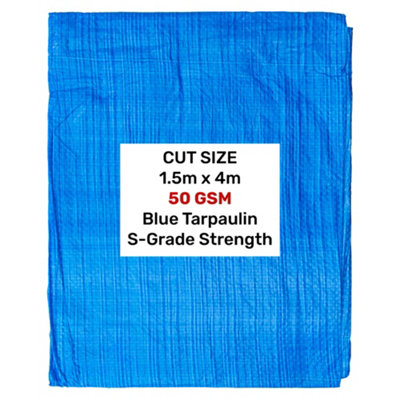 S Grade Lightweight Blue Tarpaulin 1.5M X 4M  50Gsm  Reinforced Hems  Aluminium Eyelets from B&Q
