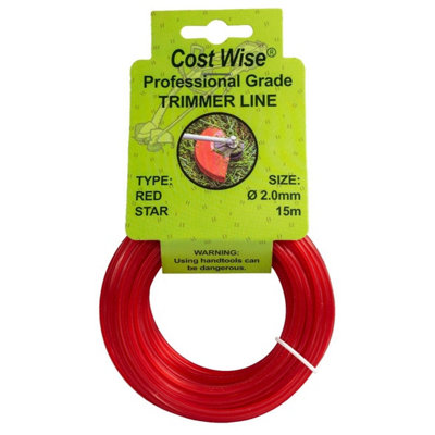 2mm Star Strimmer Line 15M Red Trimmer Cord High Performance Brushcutter Line from B&Q