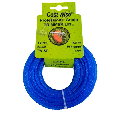 3mm Strimmer Line 15M Twisted Spiral Trimmer Cord Blue Quiet Cut Line from B&Q