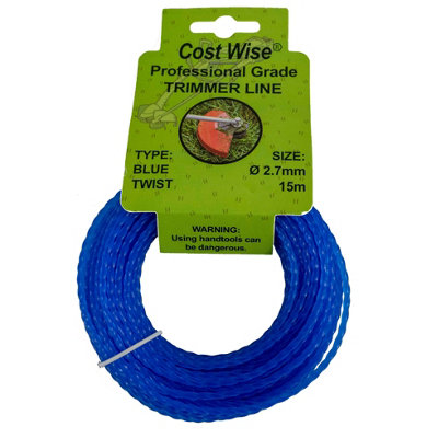 2.7mm Strimmer Line 15M Twisted Spiral Trimmer Cord Blue Quiet Cut Line from B&Q
