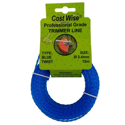 2.4mm Twisted Strimmer Line 15M Blue Quiet High Performance Trimmer Cord from B&Q
