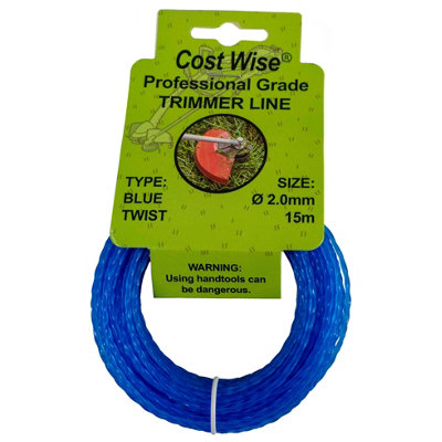 2mm Twisted Strimmer Line 15M Blue Quiet High Performance Trimmer Cord from B&Q