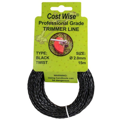 2mm Twisted Strimmer Line 15M Quiet Trimmer Cord Heavy Duty from B&Q