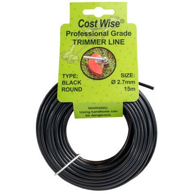 Black Round Strimmer Line 2.7mm X 15M  Durable Trimmer Line For Grass And Weeds from B&Q