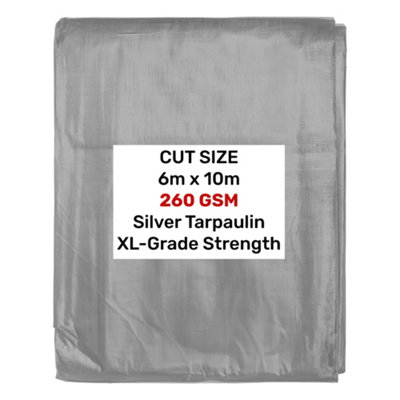 Unbranded Heavy-Duty Silver Tarpaulin 260Gsm Xl 6M X 10M from B&Q