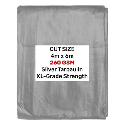 Heavy Duty Silver Tarpaulin 260Gsm Xl Grade 4M X 6M from B&Q