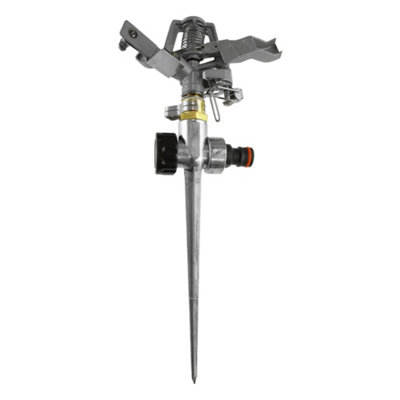 Metal Spike Lawn Sprinkler 360 Degree Pulsating Impulse Garden Sprayer 27M Range from B&Q