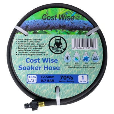 15M Porous Soaker Hose Pipe With Fittings  Cost Wise 100% Recycled Rubber Uv Resistant from B&Q