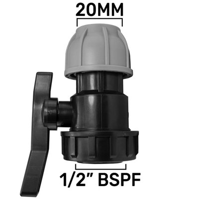 20mm Mdpe Compression Isolation Valve With 1/2 Inch Bsp Female Thread Pn10 from B&Q