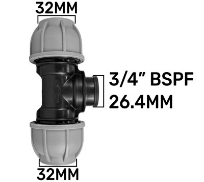 32mm Mdpe Tee Compression Fitting3/4" Bsp Female ThreadPn10Unbranded from B&Q