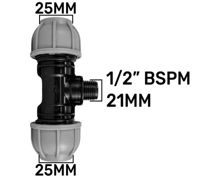 25 mm Mdpe Pn10 Tee Compression Fitting25 mm X Bsp Male Thread X 25 mm from B&Q