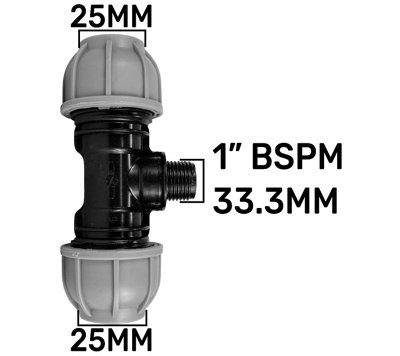 25mm Mdpe Tee 1 Inch Bsp Male Compression Pipe Fitting 90 Degree Branch Pn10 from B&Q