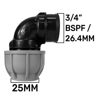 25mm Mdpe Elbow With 3 4 Inch Bspf Thread X1 from B&Q