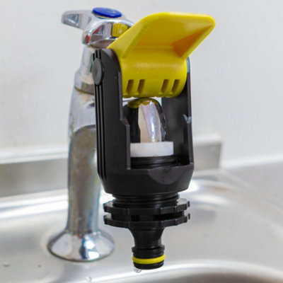 Yellow Click Lock Kitchen Tap Adaptor Fits Most Downward Facing Spouts from B&Q