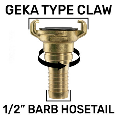  - 1/2 Inch Hose Barb Geka Connector Brass Swivel Claw Coupling Quick Connect Adapter