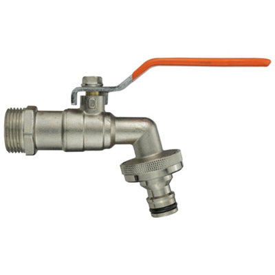 Unbranded Nickel-Plated Brass Garden Lever Tap1/2" Bsp Male Inlet With Click-Lock Connector from B&Q