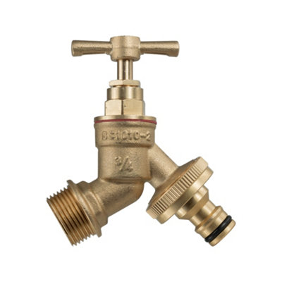 3/4Inch Bsp Male Brass Garden Tap With Snap On Male Quick Connect Outlet Turn Handle Control from B&Q