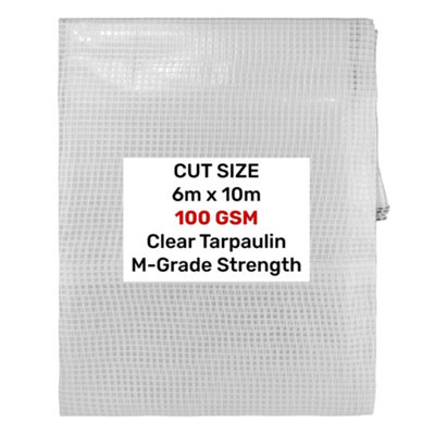 M Grade Clear Reinforced Mesh Tarpaulin 6M X 10M 100Gsm Aluminium Eyelets from B&Q