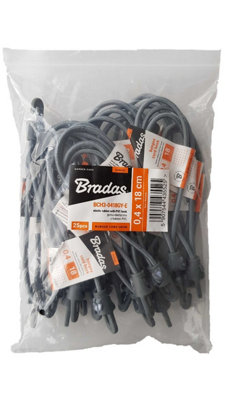 40 Cm Hooked Bungee Cord 4 mm  Elastic Latex Core Polypropylene Braid Metal Hook from B&Q