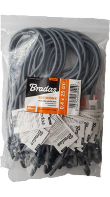 25 Cm Hooked Bungee Cord  4 mm Polypropylene Braid With Latex Core 1 Hook 250 mm Length from B&Q