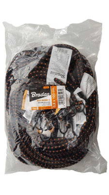 100 Cm Black Bungee Cord With Metal Hooks 8 mm Diameter Stretch 100% Single Pack