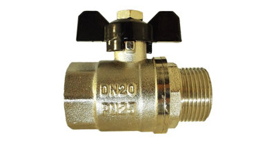 3/4" Bsp Butterfly Valve Brass Male Female Nickel Plated Tap from B&Q