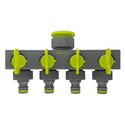  - 4 Way Hose Splitter Tap Connector Garden Water Distributor Valve