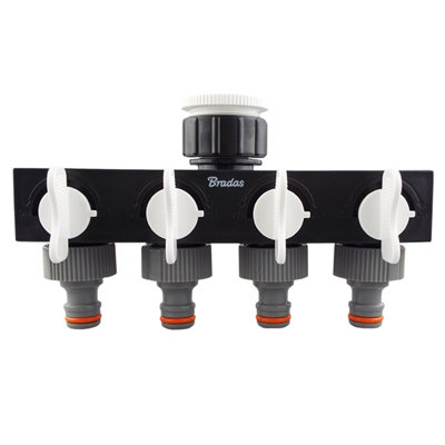  - 4 Way Tap Connector With Valves 3/4 Inch Bspf Thread Wl X1