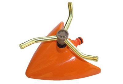 Orange Leaf 3 Arm Rotating Garden Sprinkler With Brass Arms And Abs Base from B&Q
