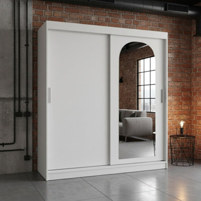 Double Sliding Wardrobe With Built In Mirror Built In Shelves And A Hanging Rails Optional Drawers White from B&Q