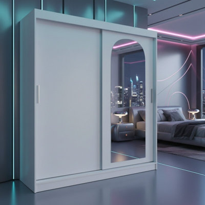 Double Sliding Wardrobe With Built In Mirror Built In Shelves And A Hanging Rails Optional Drawers White With Drawers from B&Q