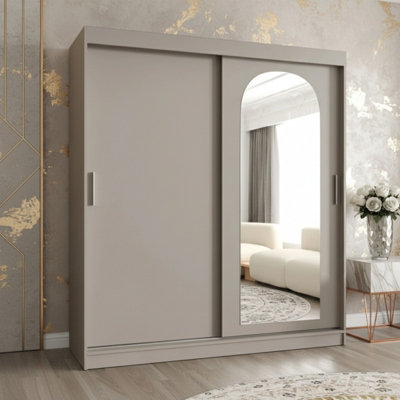 Double Sliding Wardrobe With Built In Mirror Built In Shelves And A Hanging Rails Optional Drawers Cashmere from B&Q