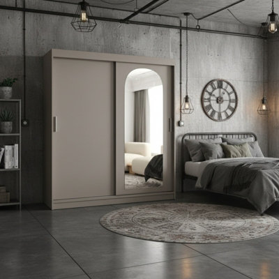 Double Sliding Wardrobe With Built In Mirror Built In Shelves And A Hanging Rails Optional Drawers Cashmere With Drawers from B&Q