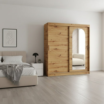 Double Sliding Wardrobe With Built In Mirror Built In Shelves And A Hanging Rails Optional Drawers Artisan Oak With Drawers from B&Q