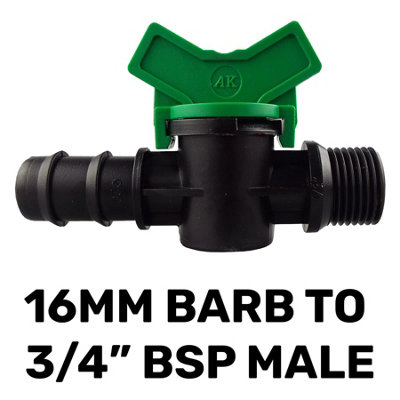 Pack Of 3 16mm Barb To 3 4 Inch Bsp Male Thread Inline Irrigation Ball Valves from B&Q