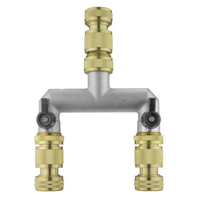  - Brass 2 Way Tap Splitter Kit With Hose Connectors And Tap Adapters